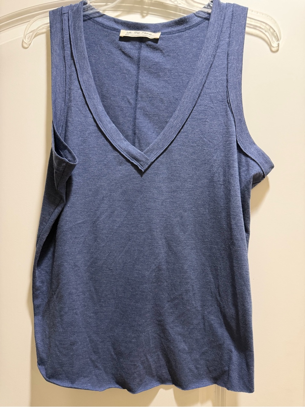 We The Free Deep V-Neck Tank Top in Slate Blue